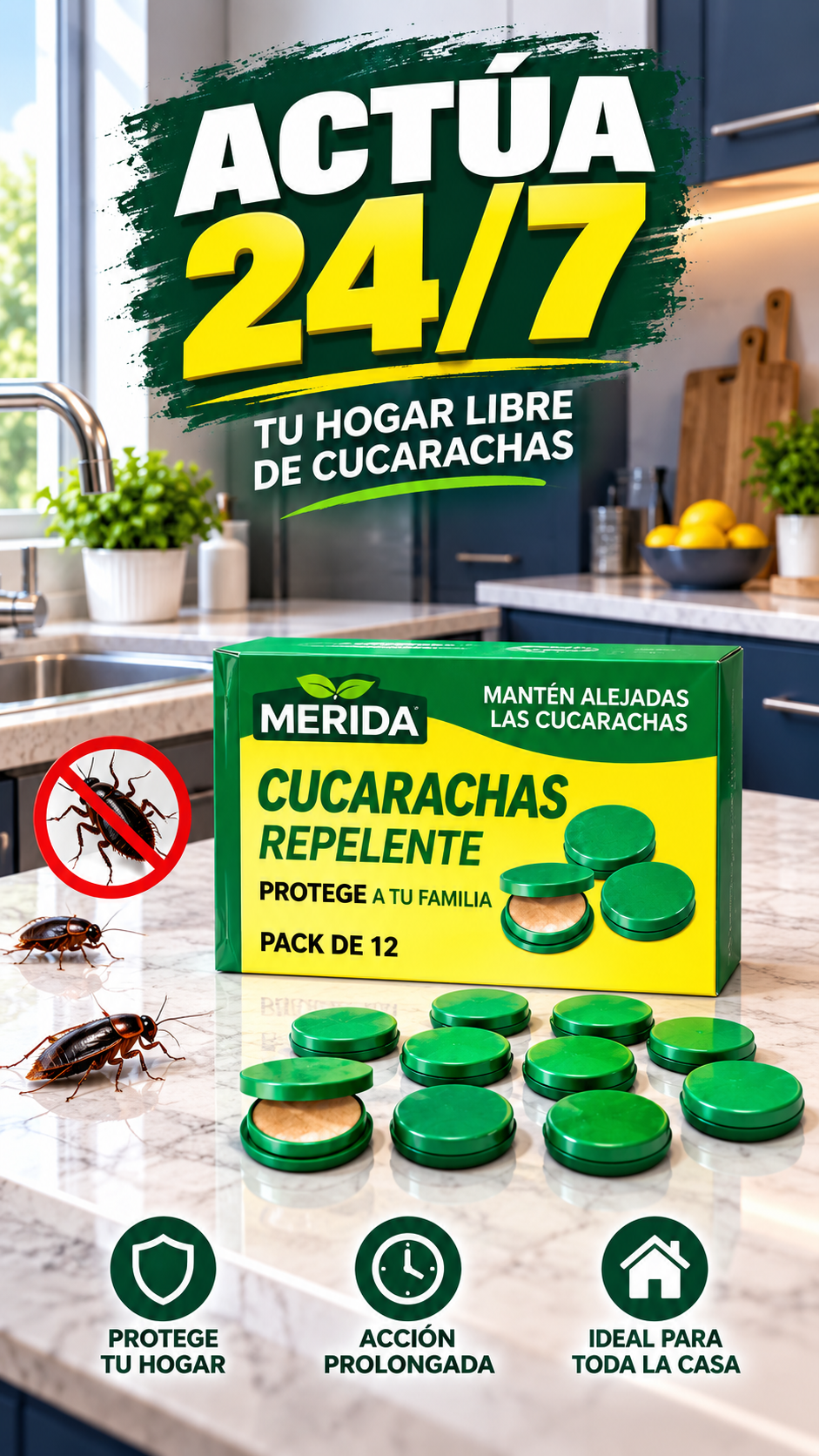 Trampa Mata Cucarachas Merida™ | Acción 24/7