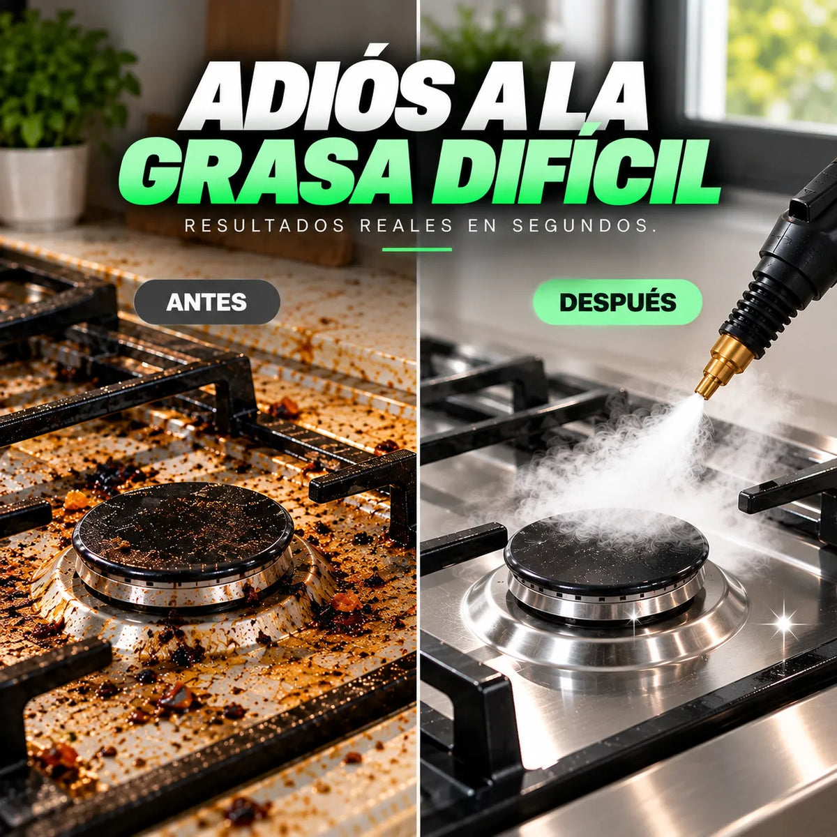Limpiador a Vapor Alta Presión y Temperatura Portátil 2500W