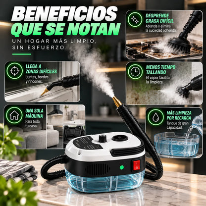 Limpiador a Vapor Alta Presión y Temperatura Portátil 2500W