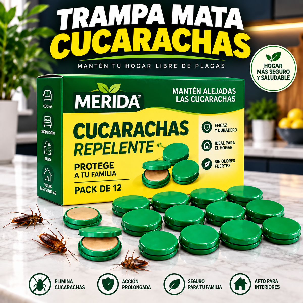 Trampa Mata Cucarachas Merida™ | Acción 24/7